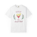Golf Drink Shirt Golf Joke Gift Women Hand Painted Tee Cocktail T-Shirt Golfer Fan Painted Tshirt Humor Graphic Simple Flower Tshirt