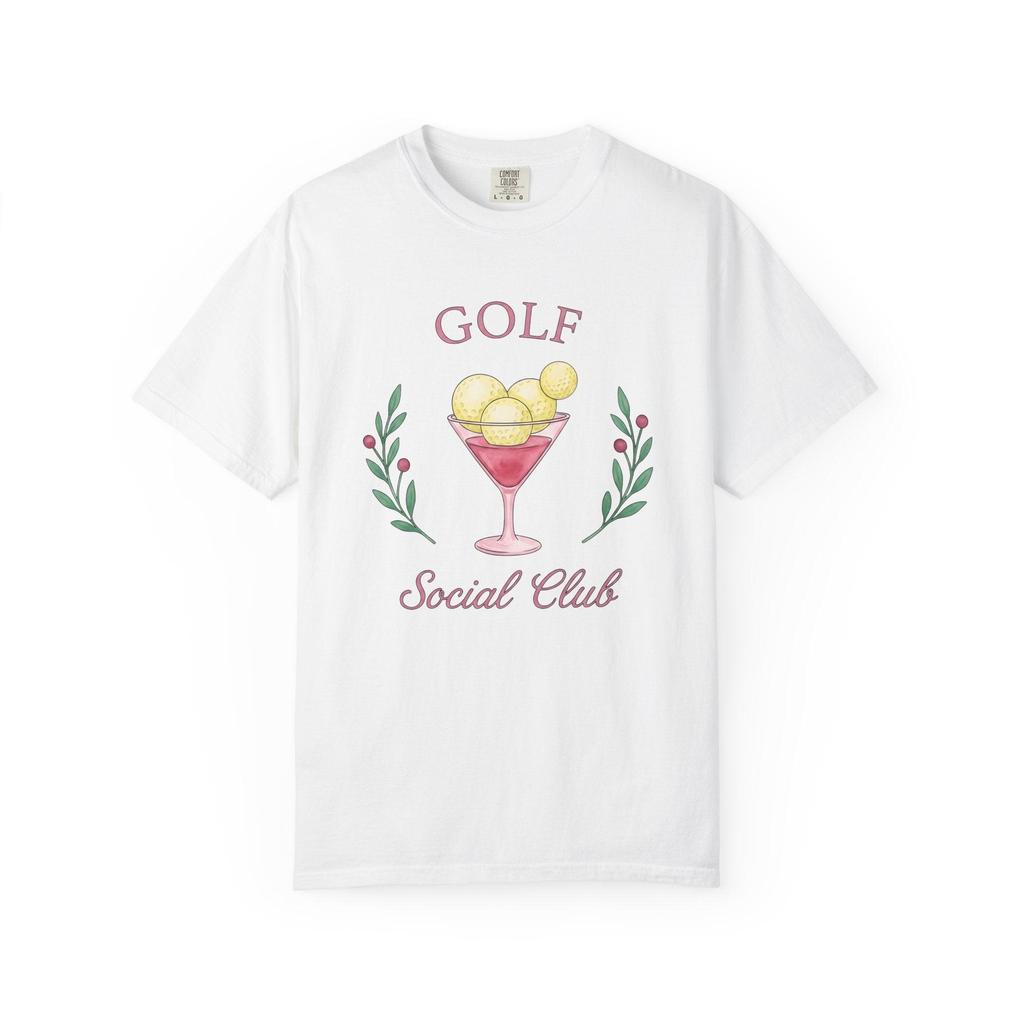 Golf Drink Shirt Golf Joke Gift Women Hand Painted Tee Cocktail T-Shirt Golfer Fan Painted Tshirt Humor Graphic Simple Flower Tshirt