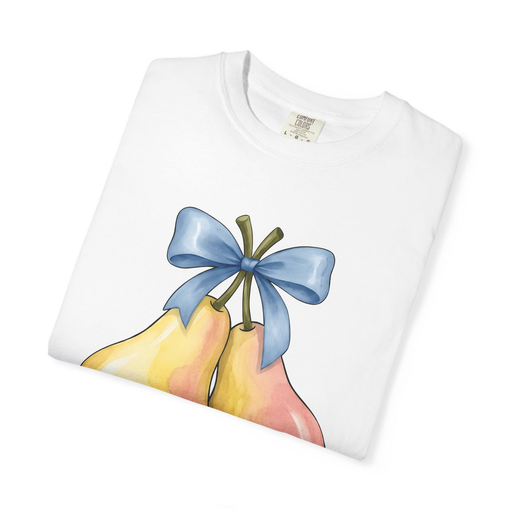 Pear Duo Shirt Valentines Day Partners Gift Women Gouache Tee Pears T-Shirt Valentine Fan Watercolor Tshirt Couples Graphic Playful Ribbon