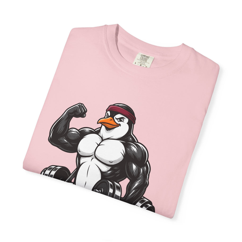 Muscular Penguin Shirt Fitness Wildlife Gift Women Comic Tee Penguin T-Shirt Gym Enthusiast Cartoon Tshirt Wildlife Graphic Tshirt Cartoon