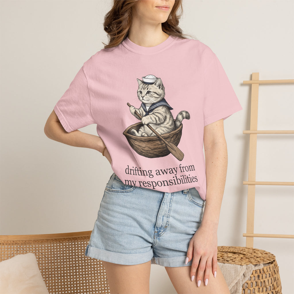 Pirate Cat Shirt Cat Joke Gift Women Classic Tee Swashbuckler T-Shirt Kitty Fan Feline Tshirt Pun Graphic Doodle Vessel Tshirt
