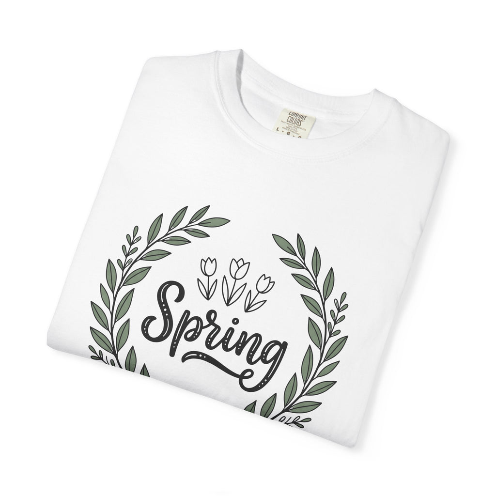 Flower Circle Shirt Spring Garden Gift Women Rustic Tee Floral Arrangement T-Shirt Springtime Fan Floral Design Yard Graphic Sketch Lilies