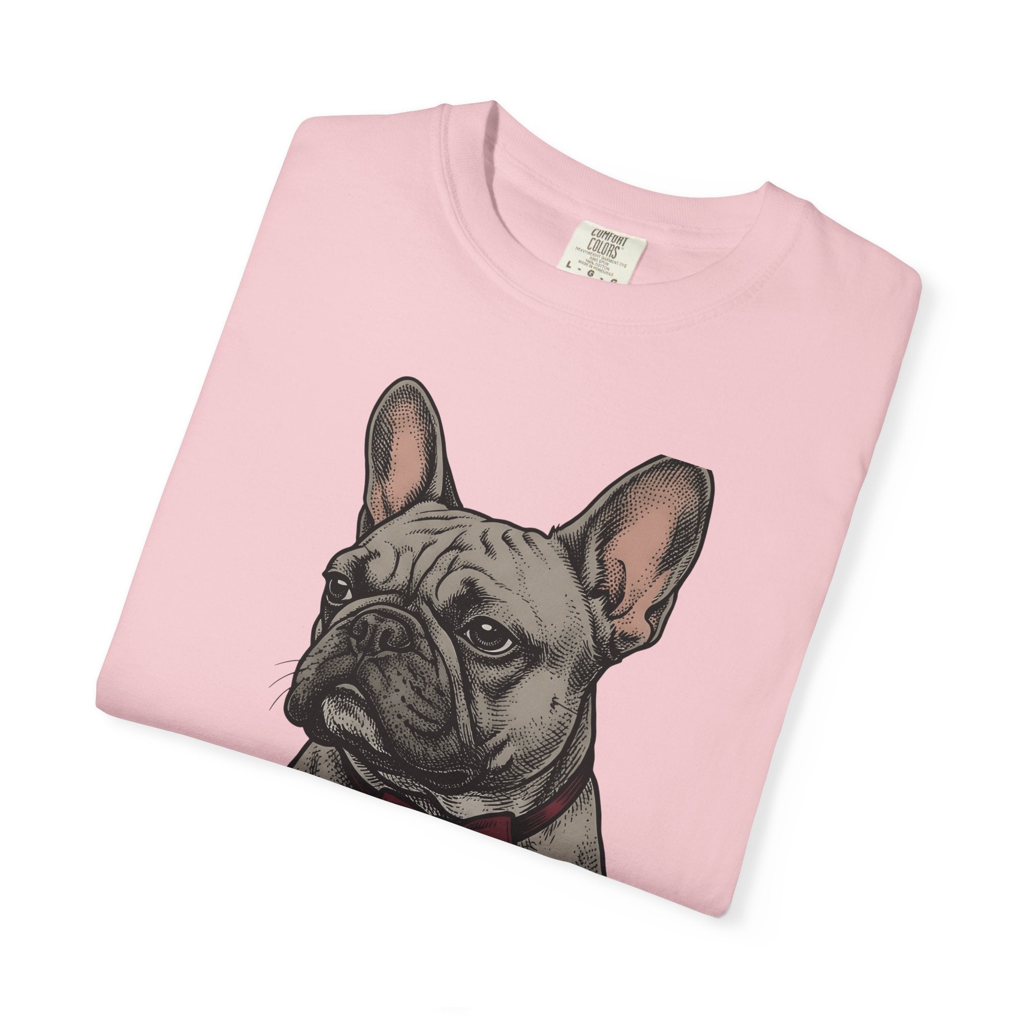 French Bulldog Shirt Dog Comedy Gift Women Hand Drawn Tee Bulldog T-Shirt Dog Fan Illustrated Graphic Tshirt Old School Bow Tie Tshirt