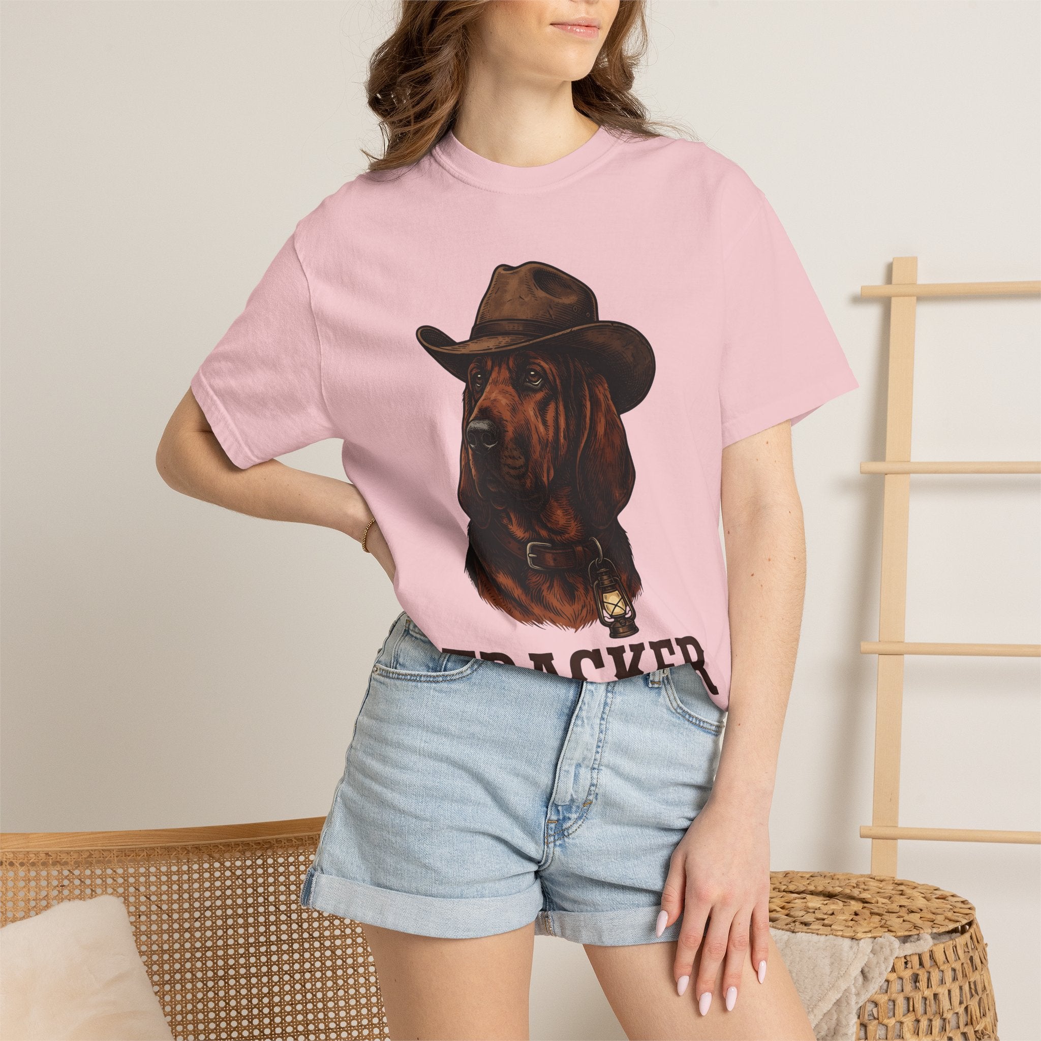 Bloodhound Puppy Shirt Dog Country Gift Women Retro Tee Hound T-Shirt Dog Fan Vintage Graphic Country Illustration Sketch Cowboy Hat Tshirt