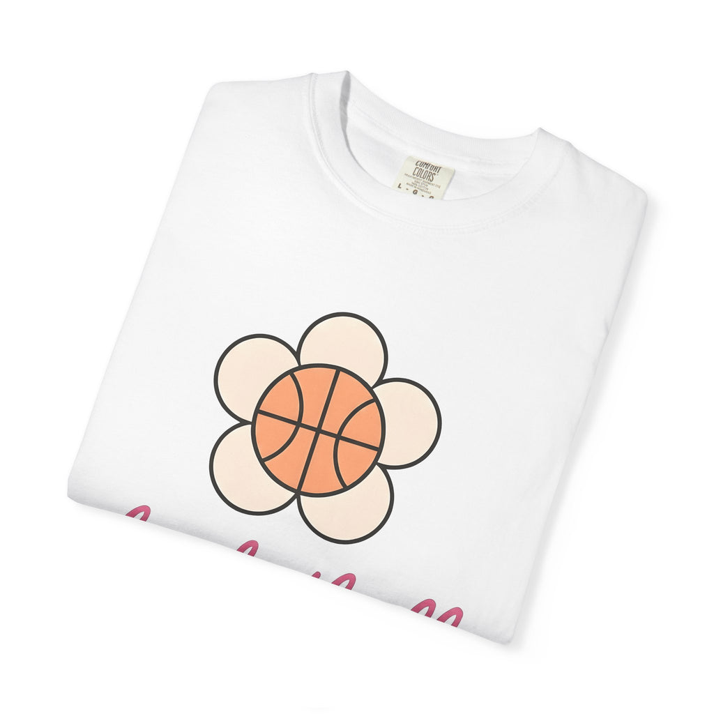 Basketball Petal Shirt Basketball Garden Gift Women Flat Tee Flower T-Shirt Basketball Fan Minimalist Tshirt Gardening Graphic Old School
