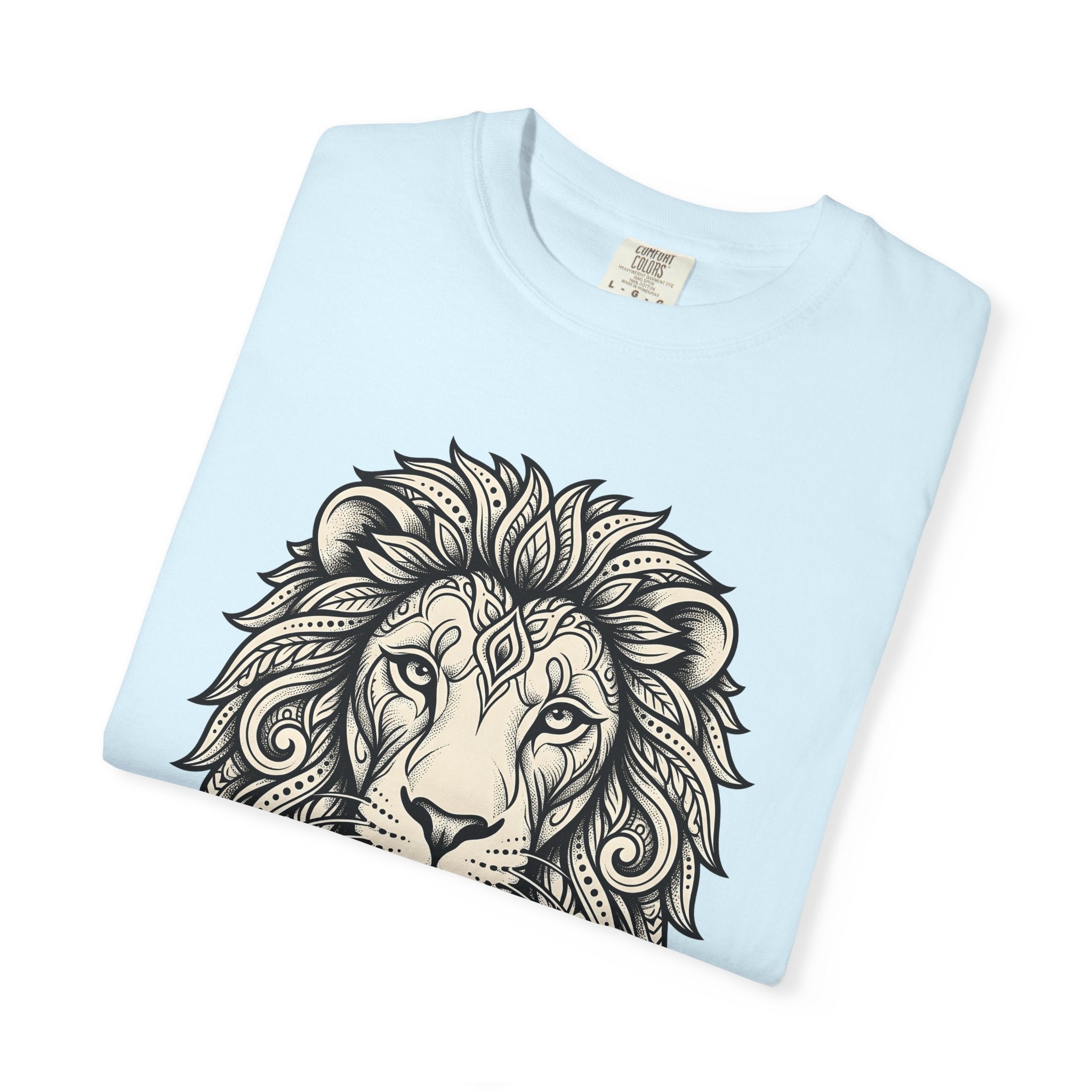 Lion Head Shirt Animals Astrology Gift Women Tribal Tee Lion T-Shirt Wildlife Fan Primitive Tshirt Zodiac Graphic Sketch Design Tshirt