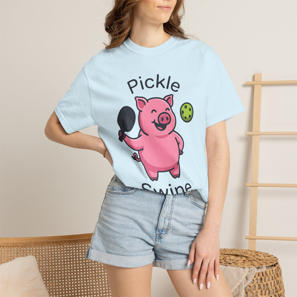 Pig Pickleball Shirt Funny Creatures Gift Women Drawing Tee Pickleballer T-Shirt Humor Fan Illustration Tshirt Striking Paddle Tshirt