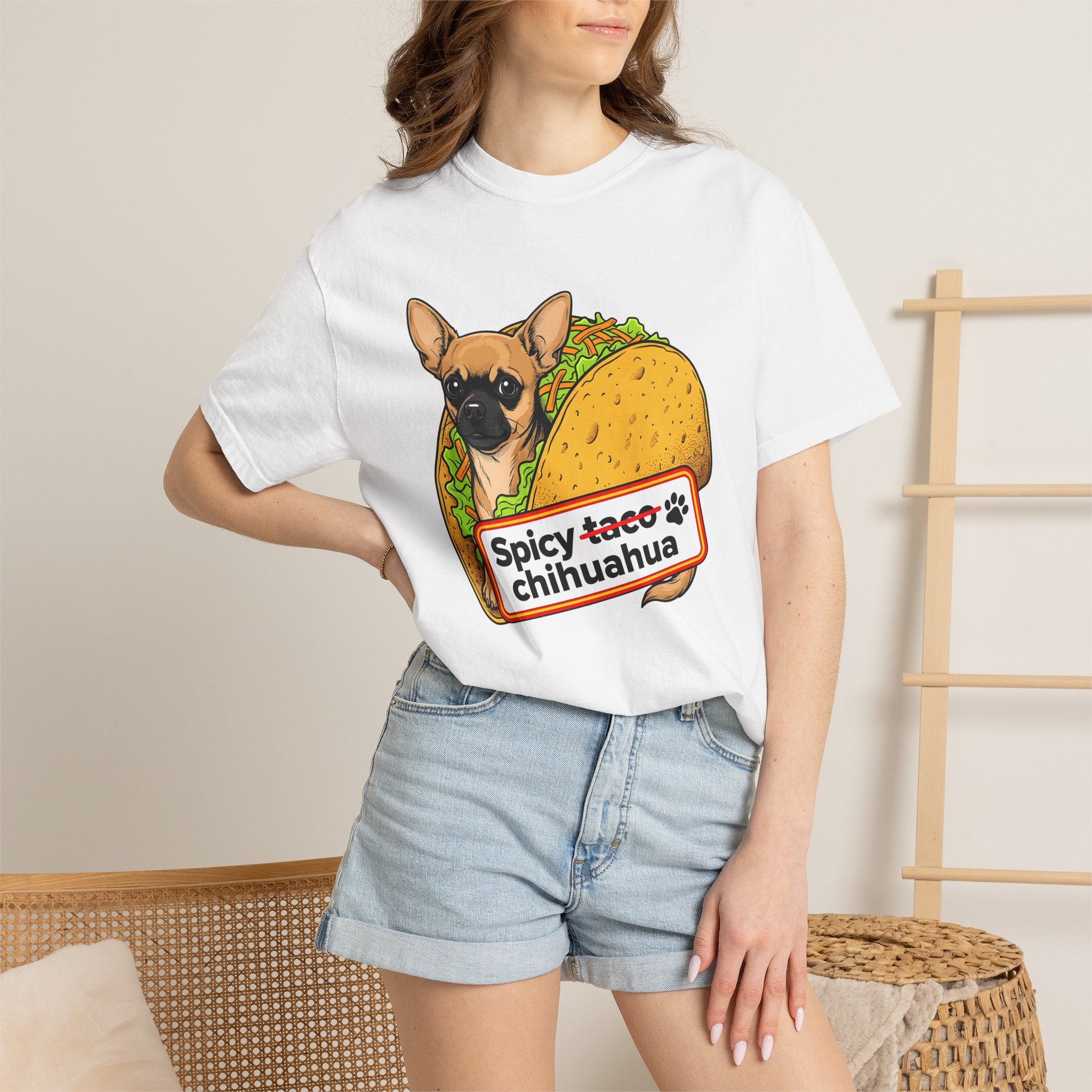 Chihuahua Taco Shirt Dog Treats Gift Women Animated Tee Taco T-Shirt Dog Fan Cartoon Tshirt Snack Graphic Bright Cheese Slice Tshirt