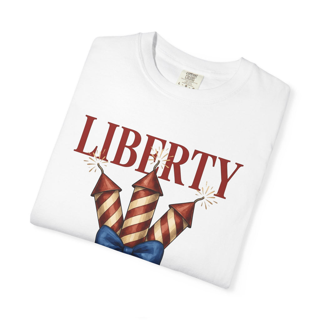 Independence Fireworks Shirt 4th Of July Celebration Gift Women Painted Tee Fireworks Display T-Shirt Patriotic Fan Hand Painted Tshirt