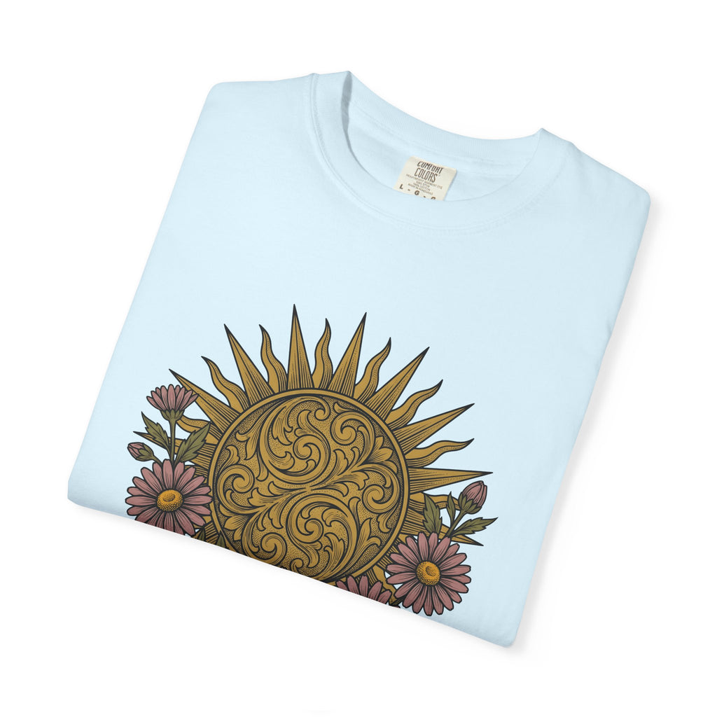 Sunshine Blossom Shirt Boho Chic Wilderness Gift Women Hippie Tee Flower T-Shirt Bohemian Fan Psychedelic Tshirt Outdoor Graphic Hand Drawn