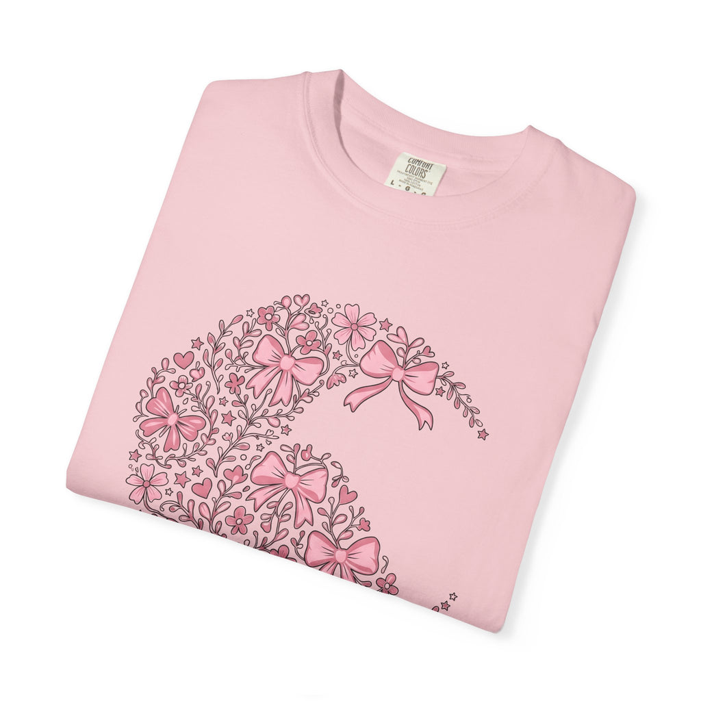 Blossom Bow Heart Shirt St. Valentine's Day Romance Gift Women Playful Tee Heart Bow T-Shirt Valentine Fan Whimsical Tshirt Love Graphic