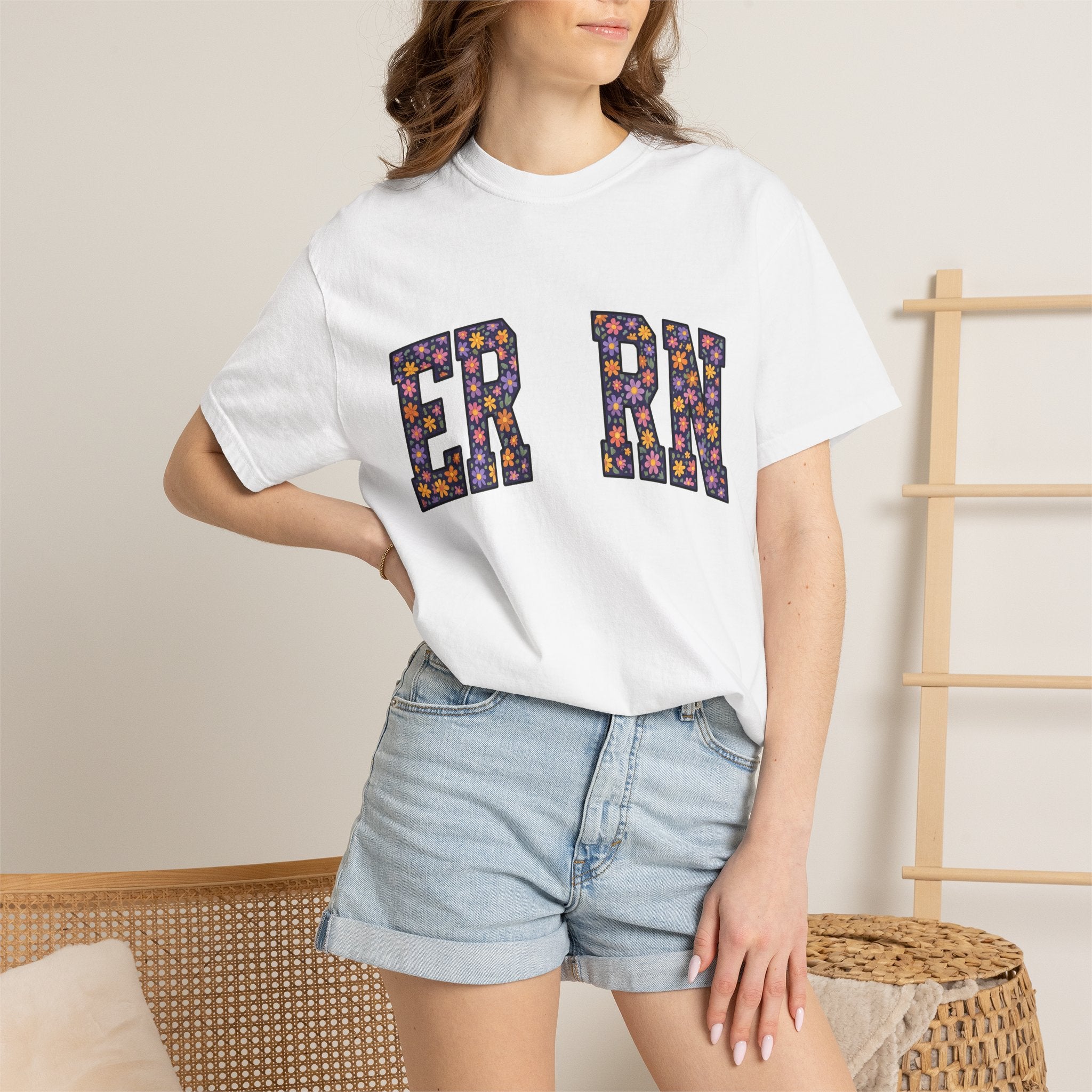 Flower Monogram Shirt Nurses Gratitude Gift Women Strong Tee Initial T-Shirt Nurse Enthusiast Bold Tshirt Appreciation Graphic Vintage