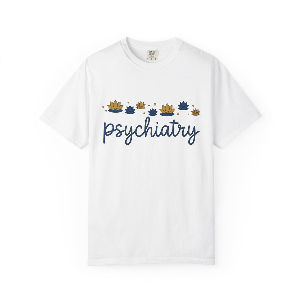 Lotus Blossom Design Shirt Psychiatry Meditation Gift Women Contemporary Tee Waterlily T-Shirt Mental Health Enthusiast Modern Tshirt