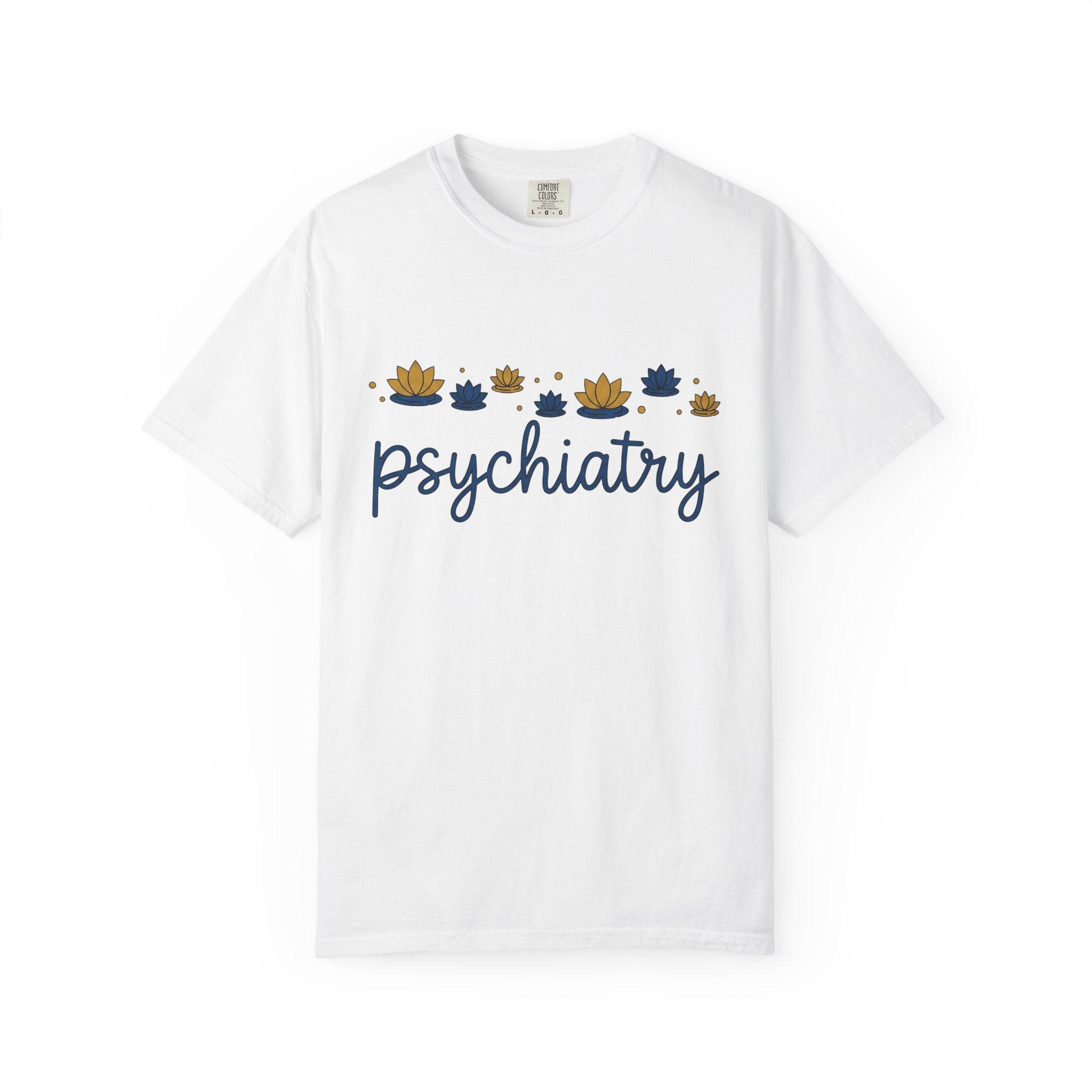 Lotus Blossom Design Shirt Psychiatry Meditation Gift Women Contemporary Tee Waterlily T-Shirt Mental Health Enthusiast Modern Tshirt