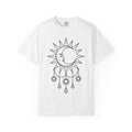 Sun Moon Shirt Boho Chic Celestial Gift Women Line Art Tee Solar T-Shirt Bohemian Fan Simple Tshirt Galaxy Graphic Minimalist Crystals