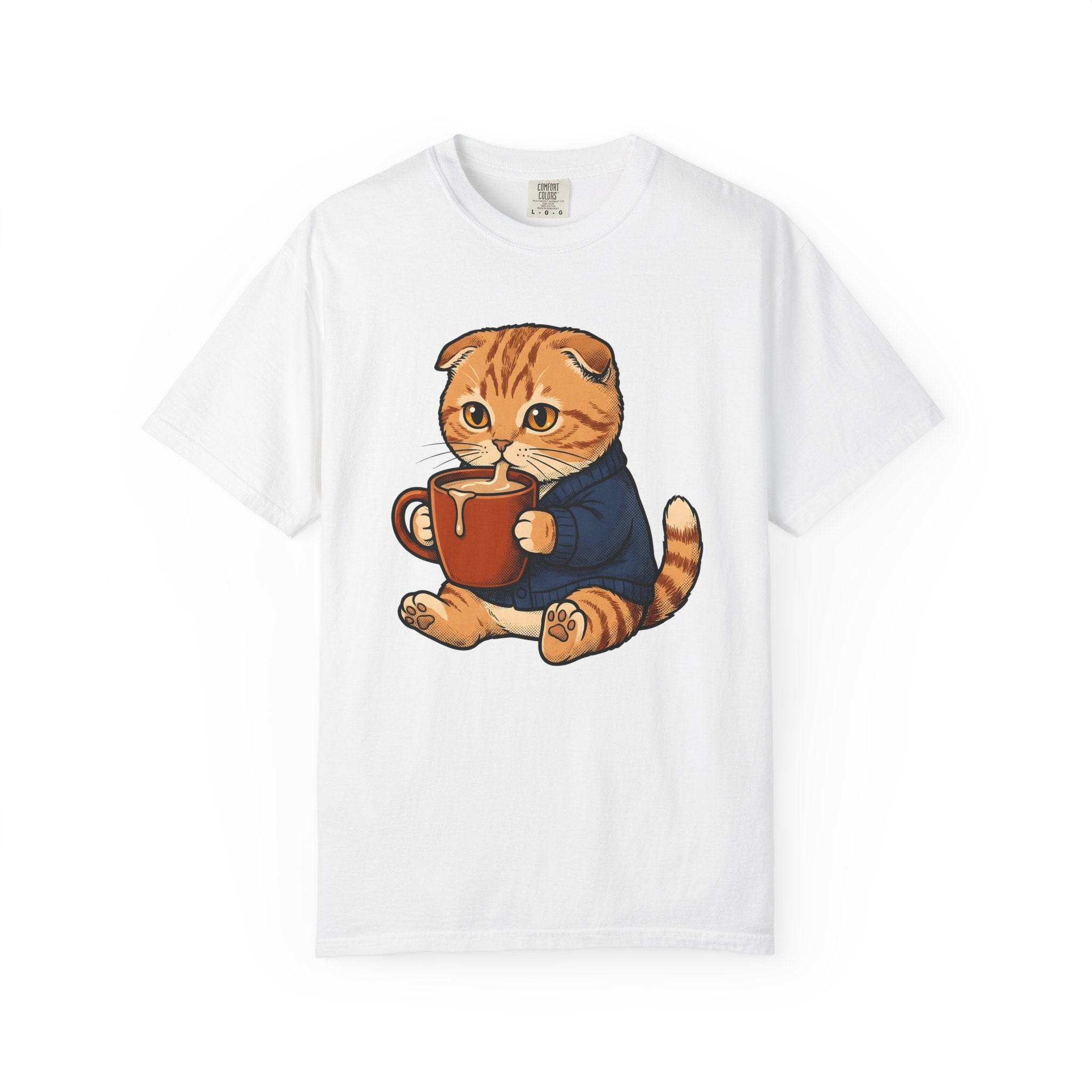 Feline Mocha Shirt Coffee Wildlife Gift Women Sweet Tee Cat T-Shirt Coffee Fan Cute Tshirt Animal Graphic Doodle Jumper Tshirt