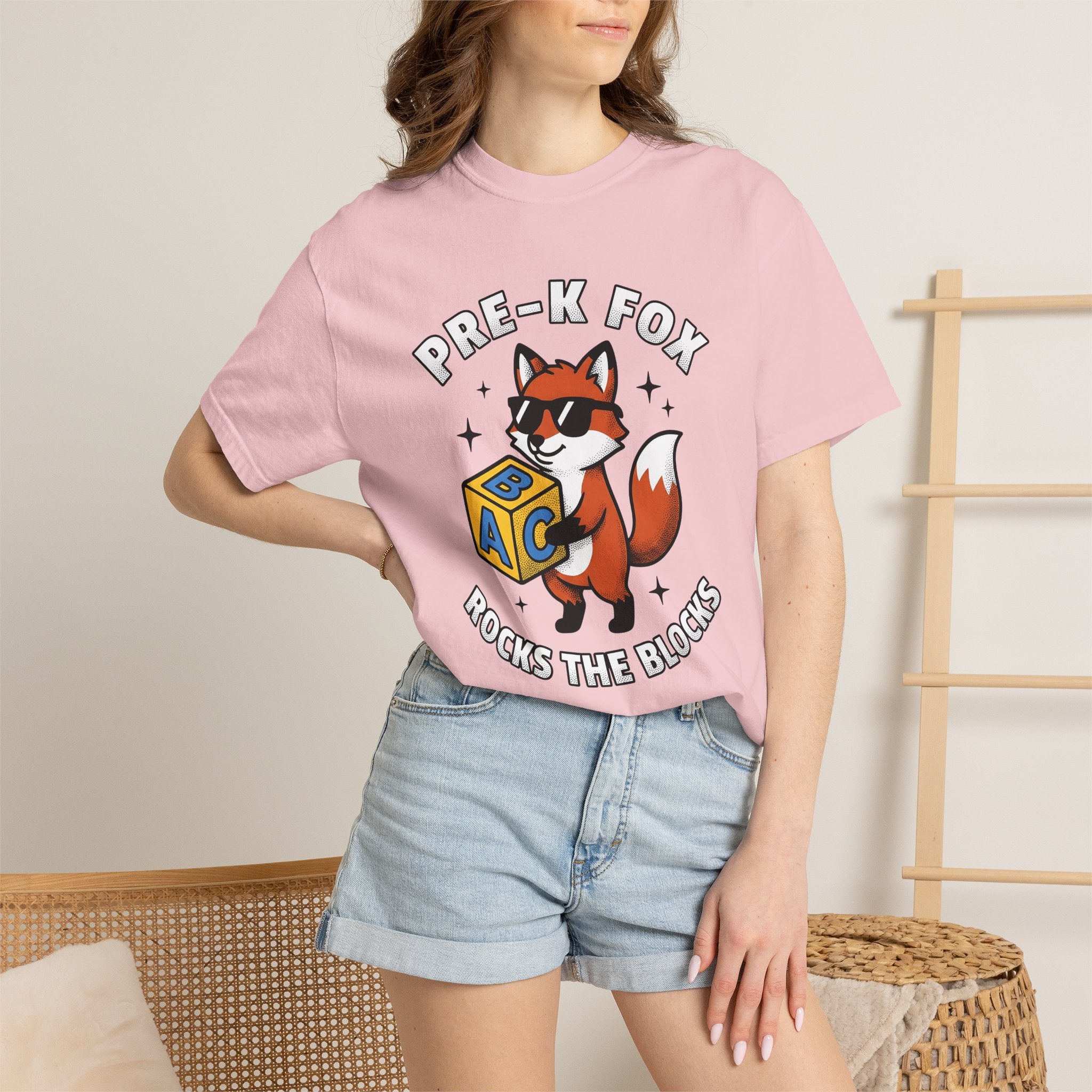 Fox Sunglasses Shirt Teacher Preschool Gift Women Cartoon Tee Shades T-Shirt Educator Enthusiast Comic Tshirt Kindergarten Graphic Retro Abc