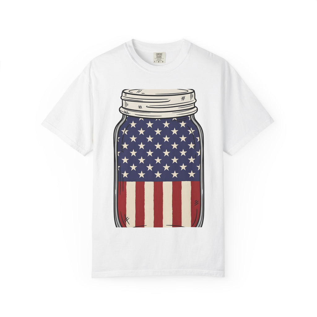 Usa Flag Mason Jar Shirt 4th Of July Independence Gift Women Sketch Tee Mason Jar T-Shirt Patriotic Fan Vintage Drawing Tshirt Retro Star