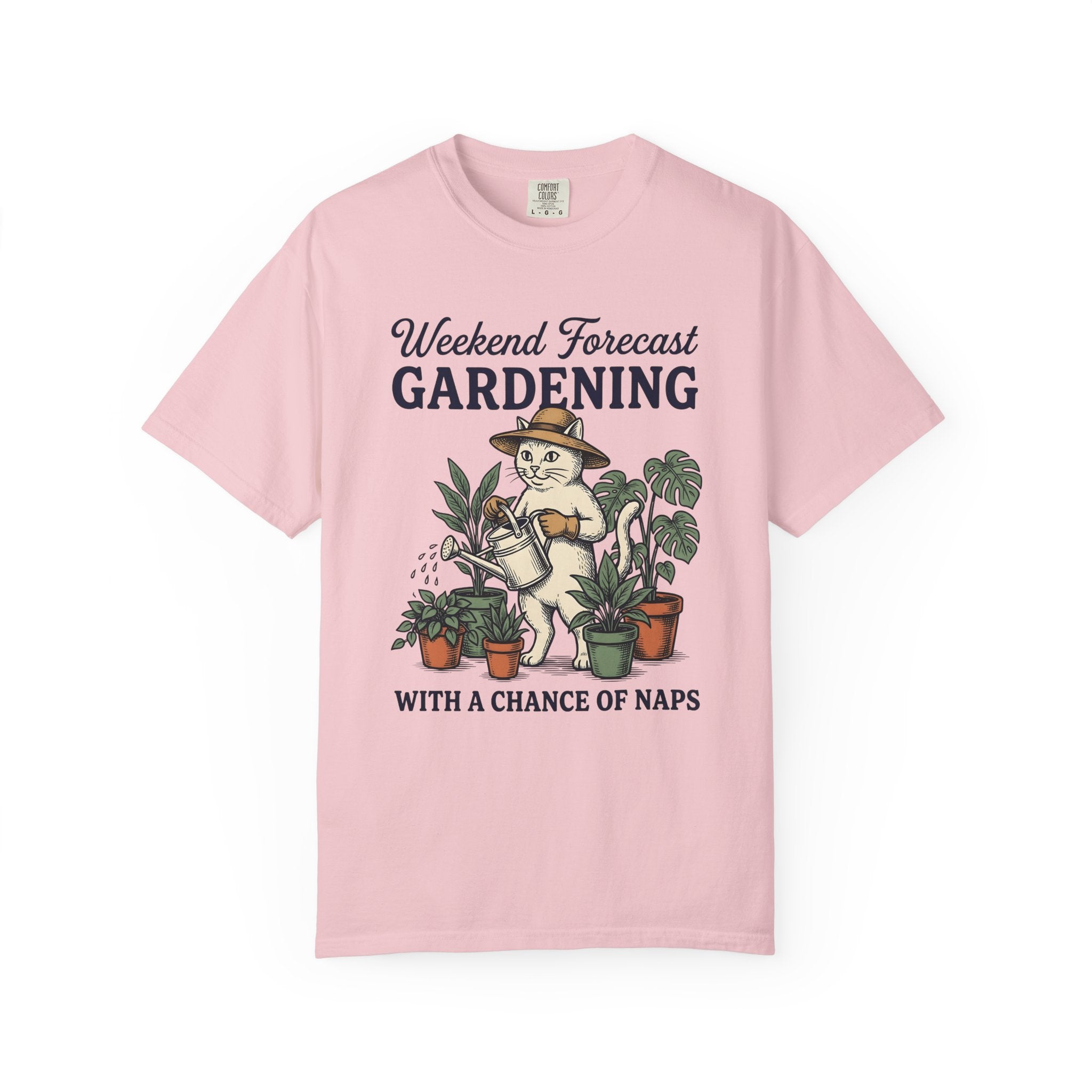 Cat Plant Care Shirt Cat Landscaping Gift Women Classic Tee Feline Care T-Shirt Cat Fan Vintage Tshirt Garden Design Minimalist Greenery