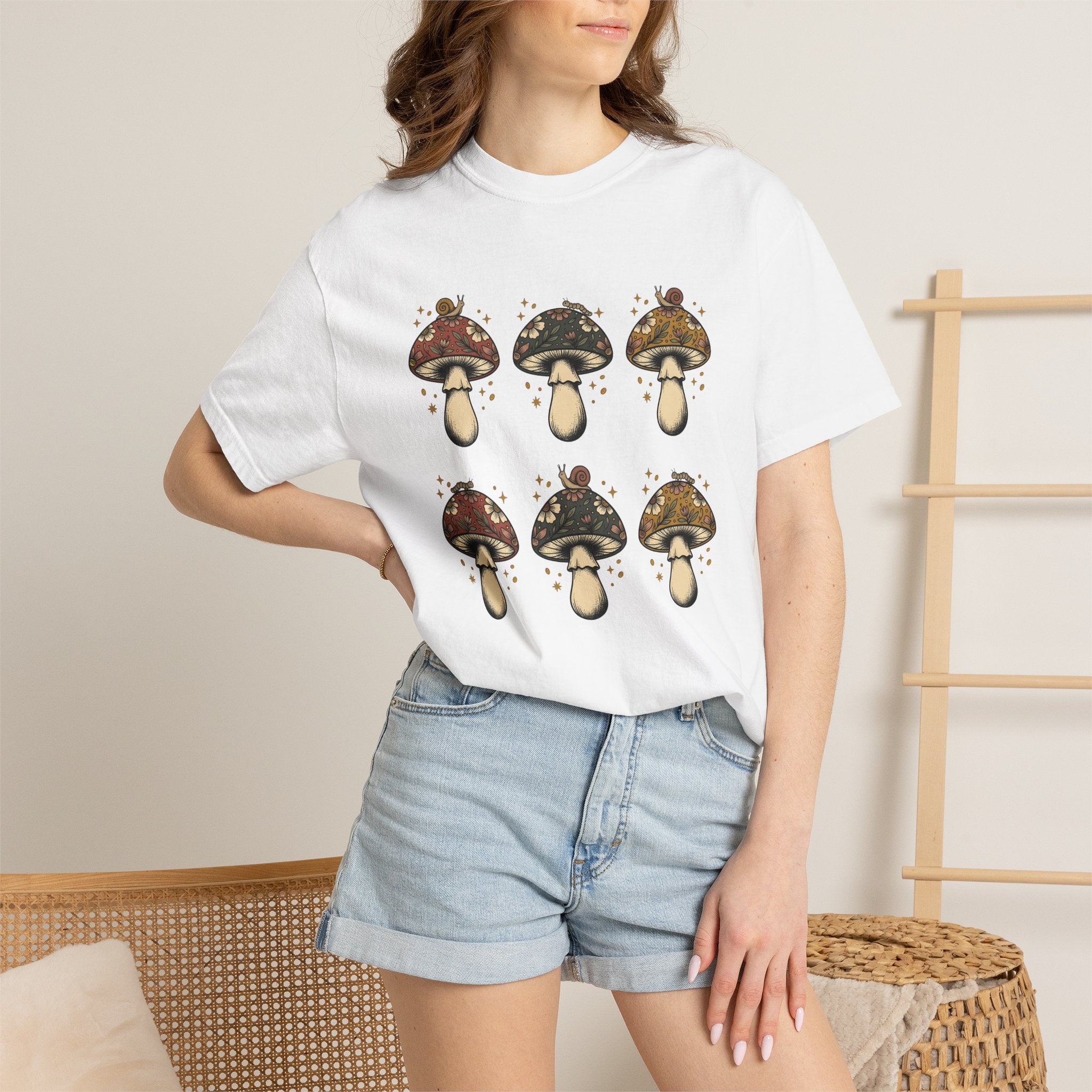 Toadstool Flower Shirt Animals & Flowers Plants Gift Women Free Spirit Tee Mushroom T-Shirt Flower Fan Botanical Tshirt Flora Graphic
