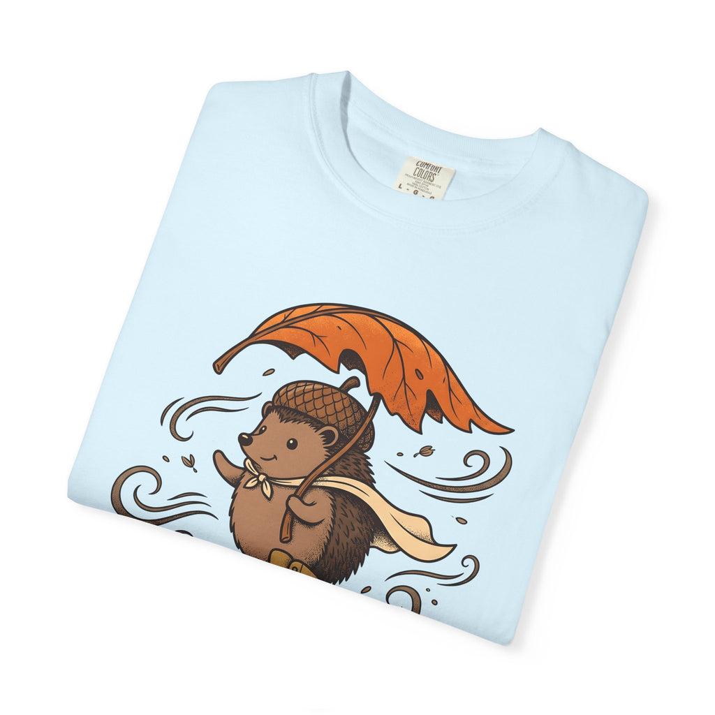 Spiny Hedgehog Skate Shirt Animals Foliage Gift Women Lovable Tee Hedgehog T-Shirt Wildlife Fan Cute Tshirt Foliage Graphic Sketch Leaf