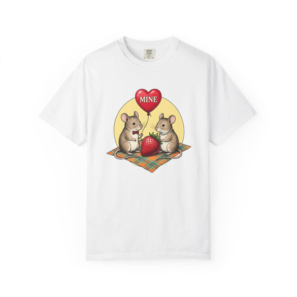 Mouse Pair Shirt St. Valentine's Day Love Gift Women Retro Tee Mice T-Shirt Valentine Fan Vintage Tshirt Romance Graphic Sketch Love Balloon