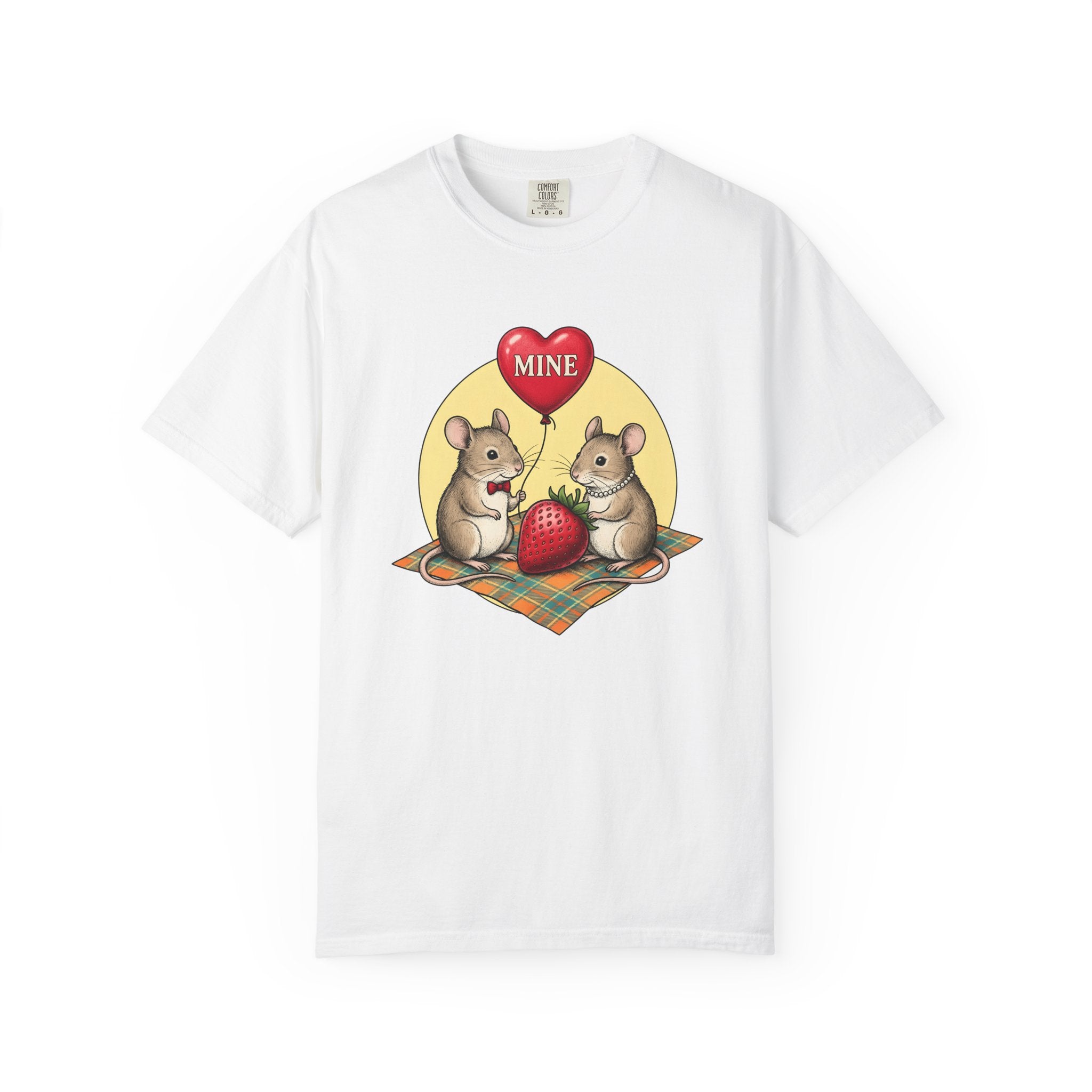 Mouse Pair Shirt St. Valentine's Day Love Gift Women Retro Tee Mice T-Shirt Valentine Fan Vintage Tshirt Romance Graphic Sketch Love Balloon