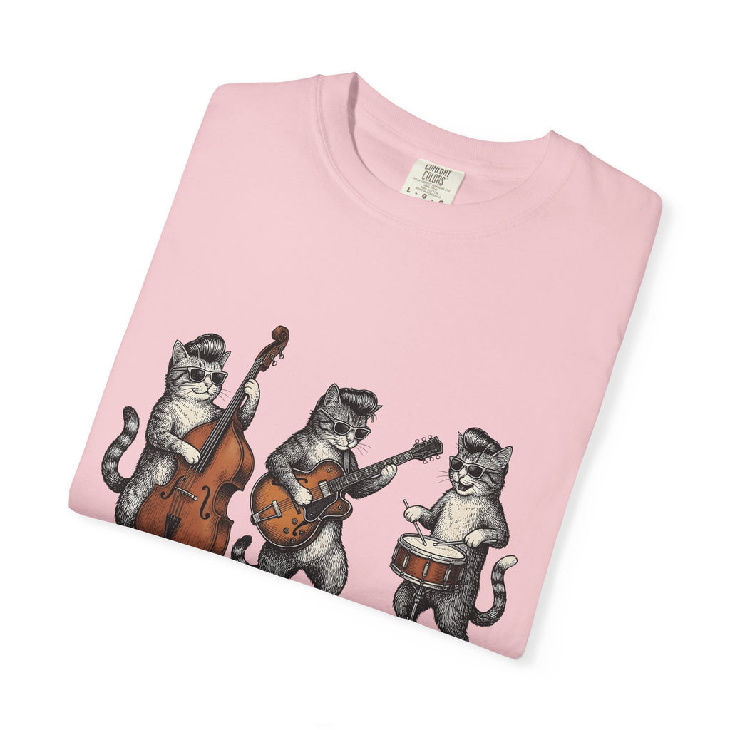 Kitty Group Shirt Cat Sound Gift Women Distressed Tee Cat T-Shirt Cat Fan Vintage Tshirt Audio Graphic Doodle Spectacles Tshirt