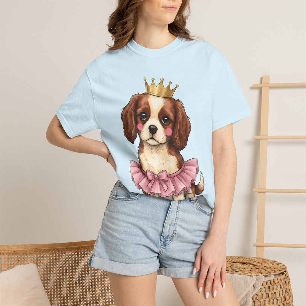 Adorable Puppy Shirt Animals Royalty Gift Women Sketch Tee Puppy T-Shirt Pet Fan Dog Tshirt King Graphic Cartoon Tiara Tshirt