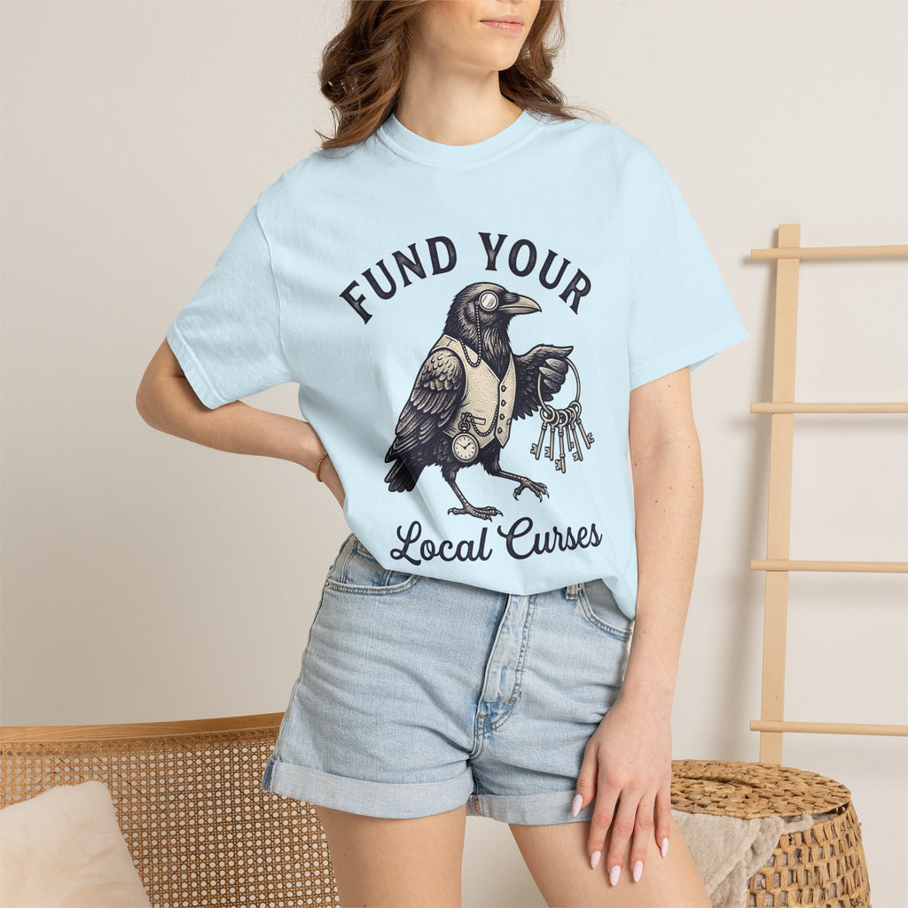 Raven Steam Punk Shirt Halloween Occult Gift Women Old School Tee Crow T-Shirt Horror Fan Gothic Tshirt Mystic Graphic Doodle Vintage Watch