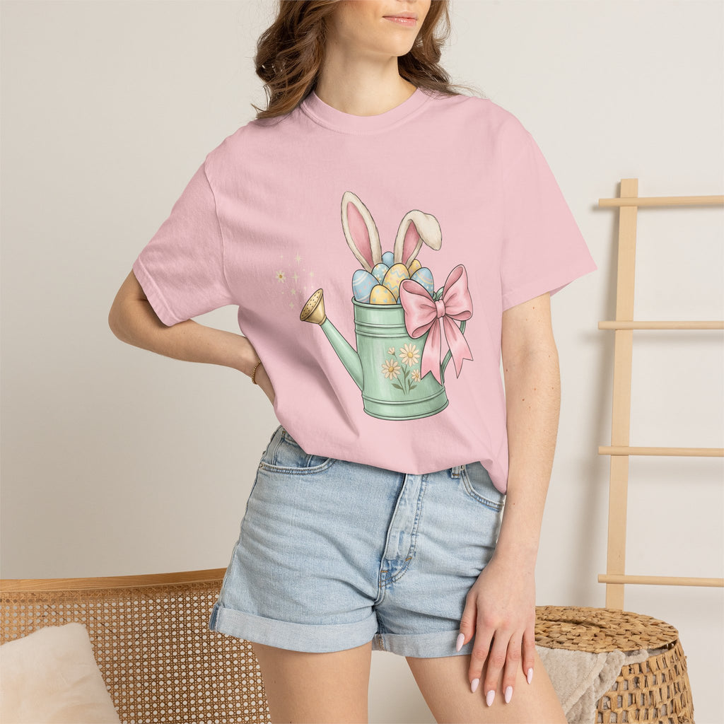 Rabbit Ear Flower Pot Shirt Easter Flora Gift Women Playful Tee Flowerpot T-Shirt Easter Fan Planter Tshirt Botanical Graphic Muted Tones