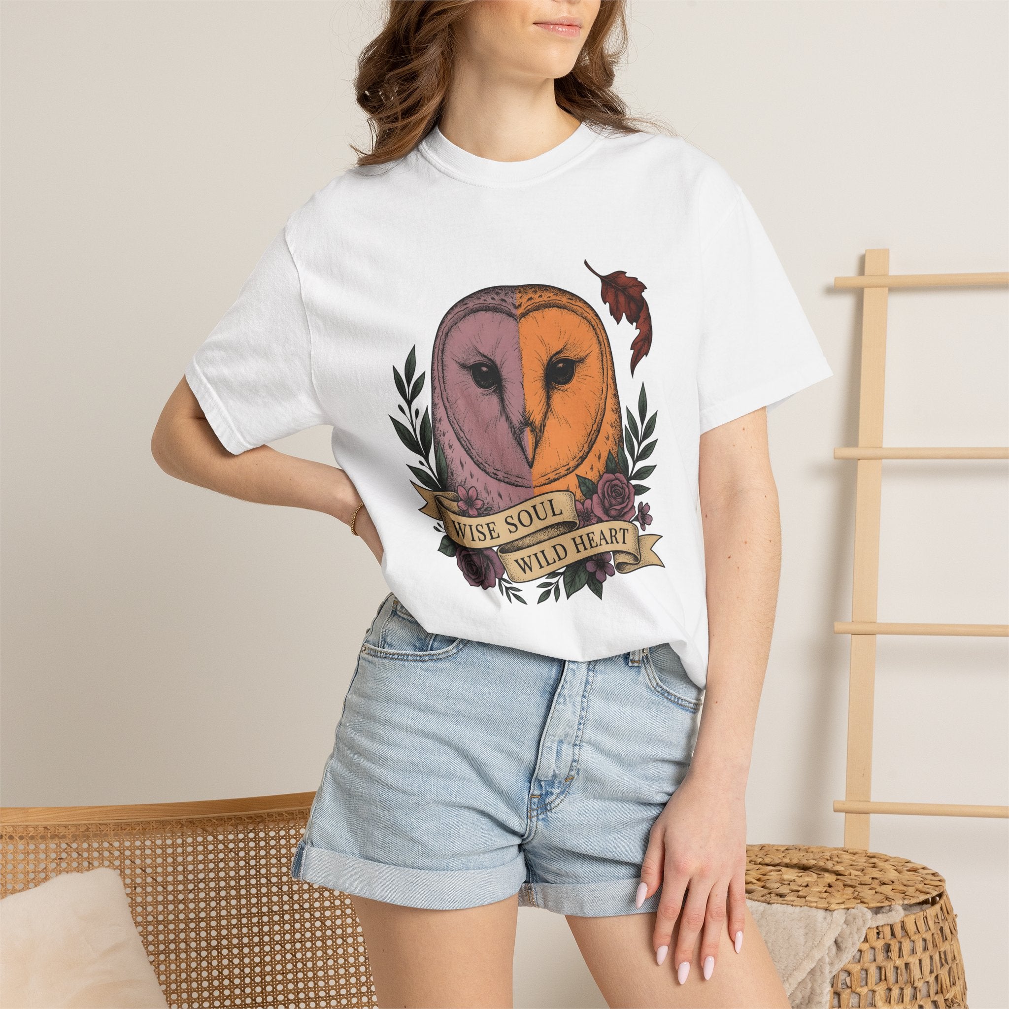 Owl Head Shirt Halloween Nature Gift Women Tattoo Tee Owl T-Shirt Horror Fan Hoot Graphic Vintage Flowers Tshirt