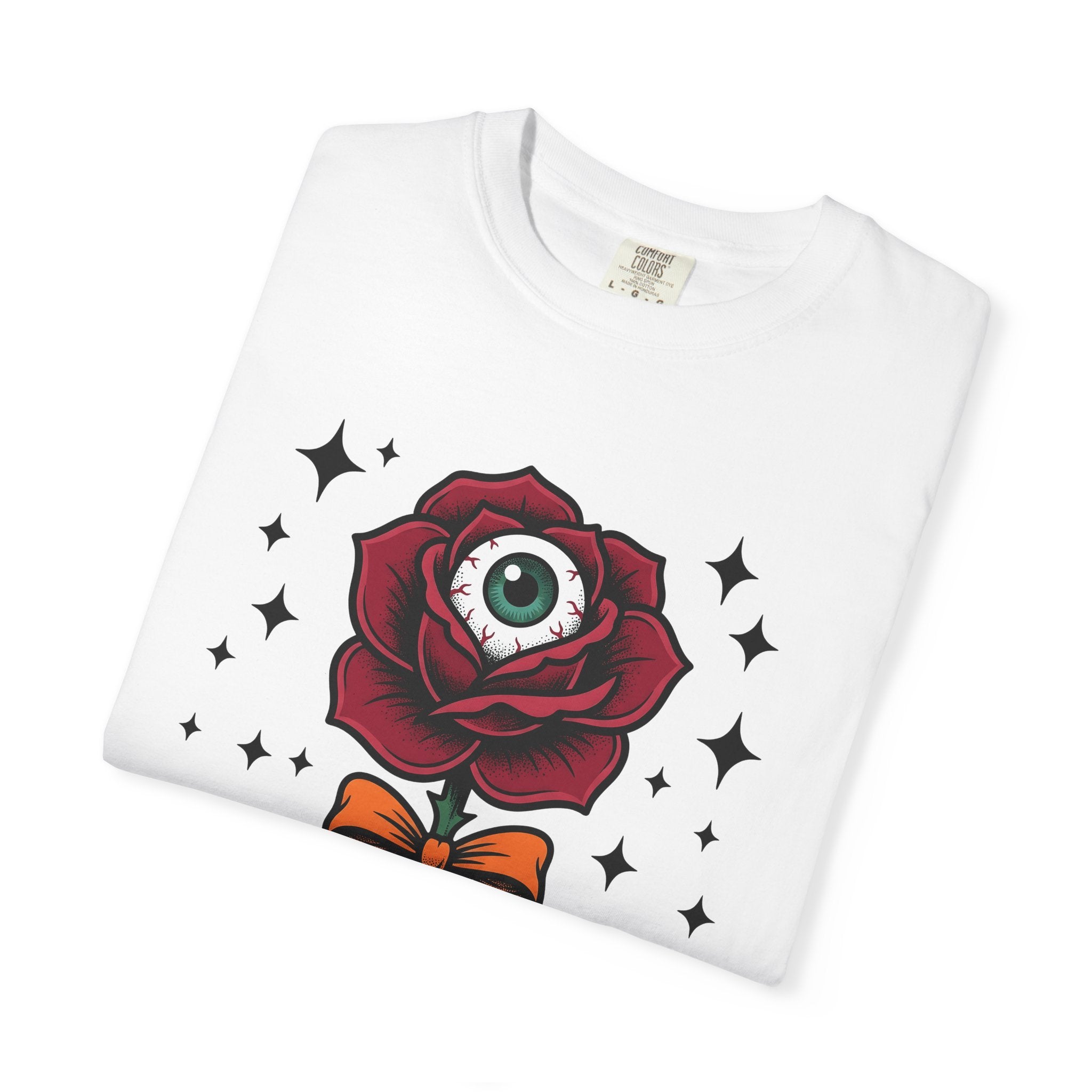 Eyeball Rose Shirt Halloween Gothic Gift Women Tattoo Tee Rosebud T-Shirt Horror Fan Ink Tshirt Dark Graphic Vintage Stars Tshirt