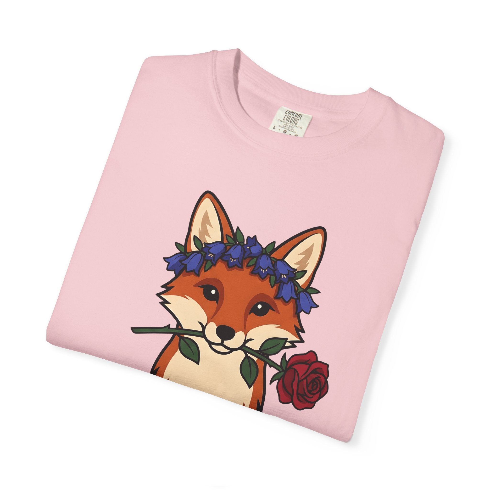 Fox Floral Wreath Shirt Animals & Flowers Forest Gift Women Adorable Tee Fox T-Shirt Wildlife Fan Cute Tshirt Woods Graphic Animation