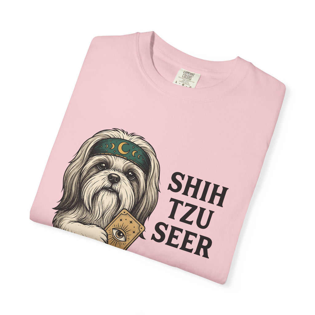 Shih Tzu Shirt Dog Spiritual Gift Women Old School Tee Dog T-Shirt Dog Fan Puppy Tshirt Mystical Graphic Cartoon Divination Card Tshirt