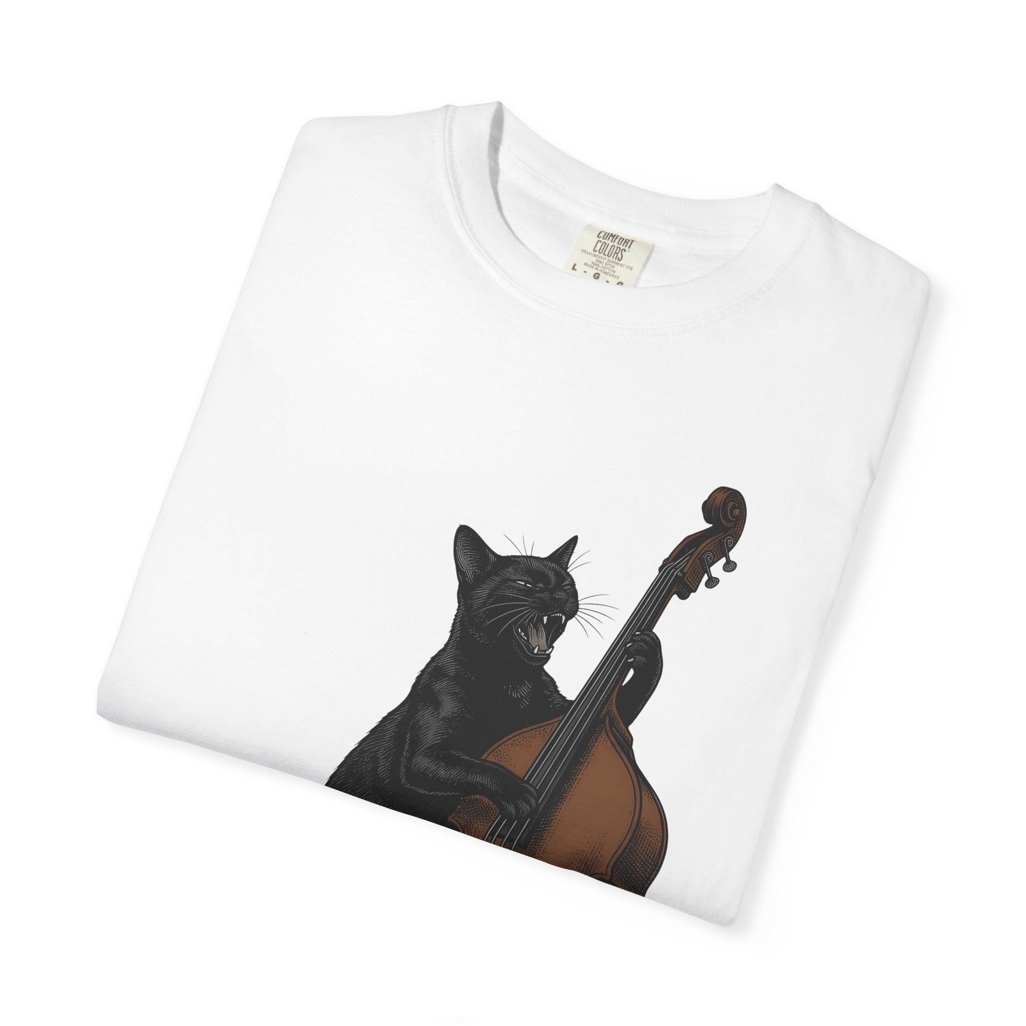 Black Cat Guitar Shirt Cat Instruments Gift Women Retro Tee Cat Guitar T-Shirt Cat Fan Fifties Tshirt Music Graphic Sketch Instrument Tshirt