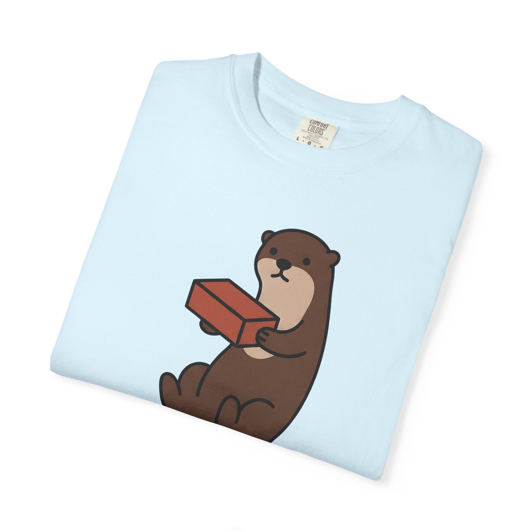 Otter Art Shirt Funny Critter Gift Women Graphic Tee Otter T-Shirt Humor Fan Cartoon Tshirt Animal Graphic Basic Red Brick Tshirt