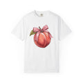 Peach Bow Shirt Cute Harvest Gift Women Ink Tee Bow T-Shirt Kawaii Fan Tattoo Tshirt Autumn Graphic Pencil Foliage Tshirt