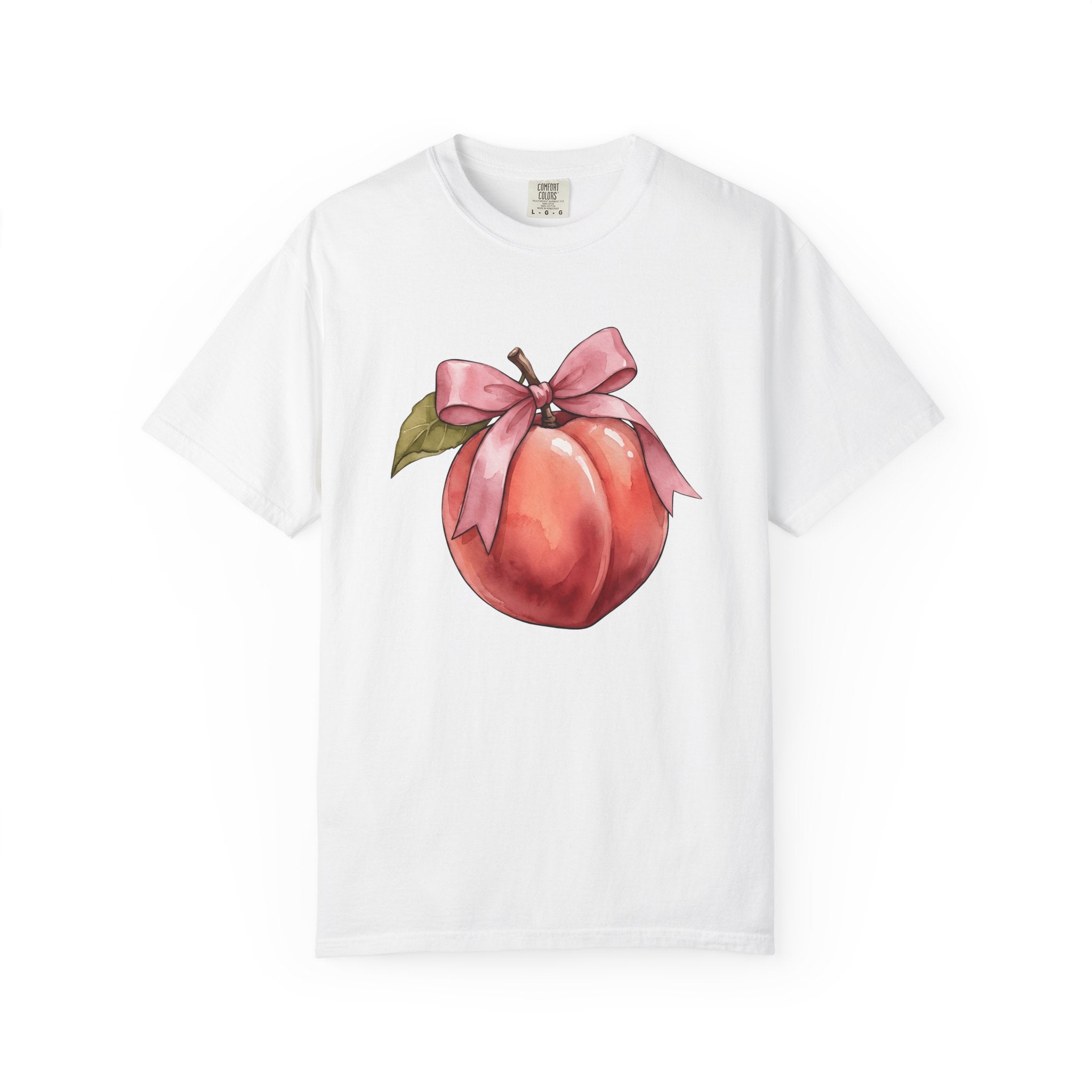 Peach Bow Shirt Cute Harvest Gift Women Ink Tee Bow T-Shirt Kawaii Fan Tattoo Tshirt Autumn Graphic Pencil Foliage Tshirt