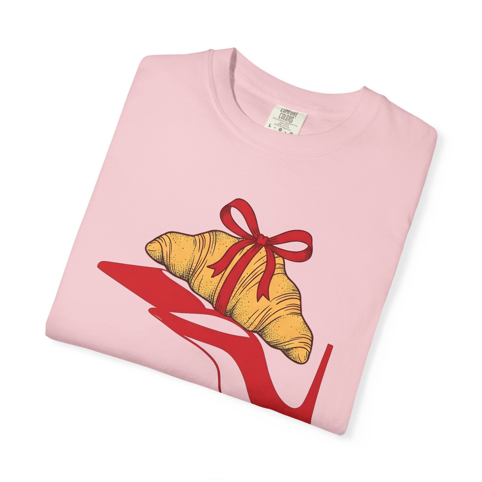 Croissant Gift Shirt Desserts Clothing Gift Women Cartoon Tee Pastry T-Shirt Dessert Fan Comic Tshirt Apparel Graphic Clean High Heel Shoe
