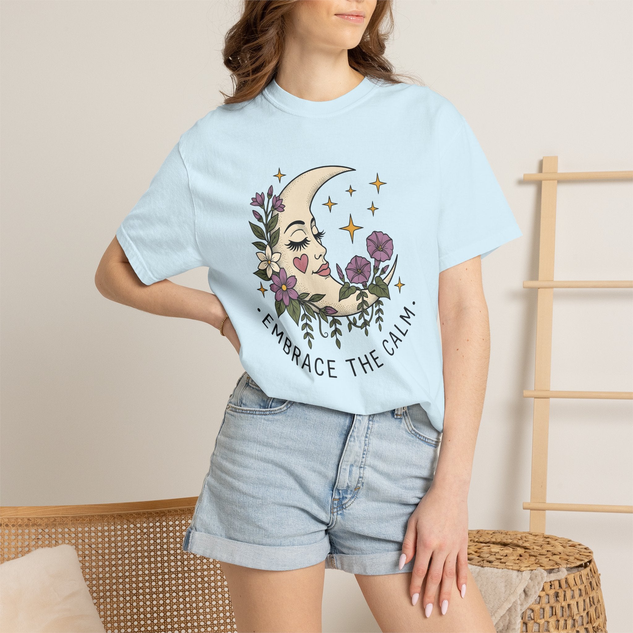 Moon Face Flower Shirt Boho Astrology Gift Women Hippie Tee Moonflower T-Shirt Bohemian Enthusiast Psychedelic Tshirt Zodiac Graphic Retro