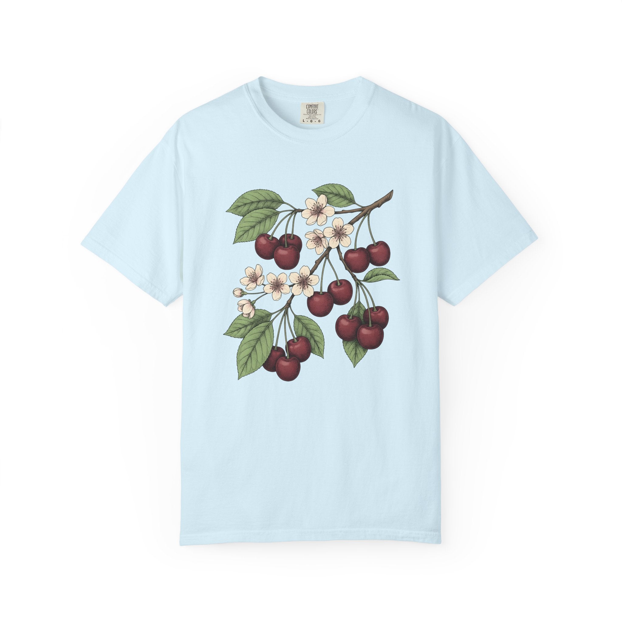 Cherry Sprig Shirt Fruit Plant Gift Women Garden Art Tee Cherry Branch T-Shirt Fruit Fan Botanical Tshirt Floral Graphic Sketch Bud Tshirt