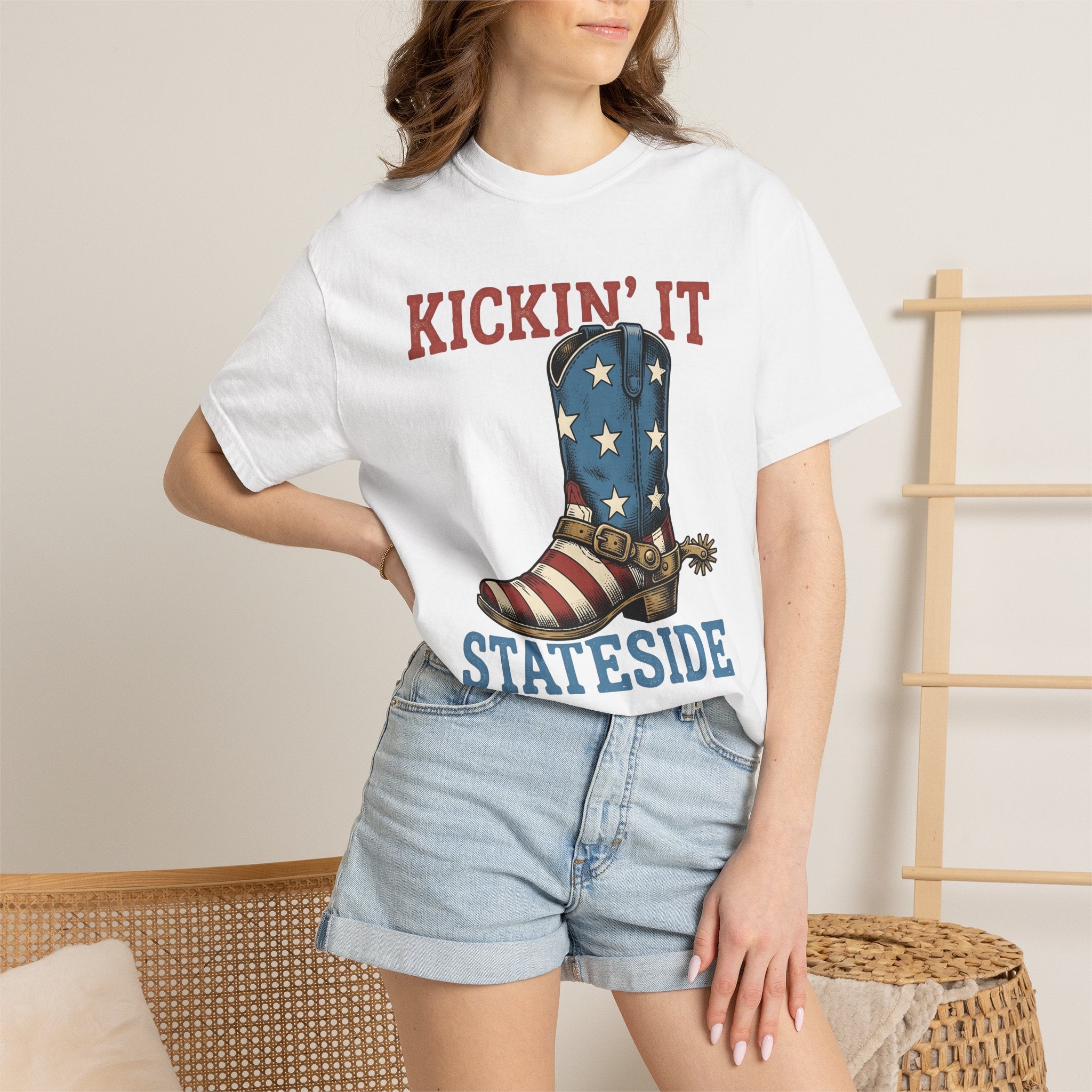 Leather Boot Shirt America Country Gift Women Farmhouse Tee Boot T-Shirt Patriot Fan Rustic Tshirt Rural Graphic Old School Star Design