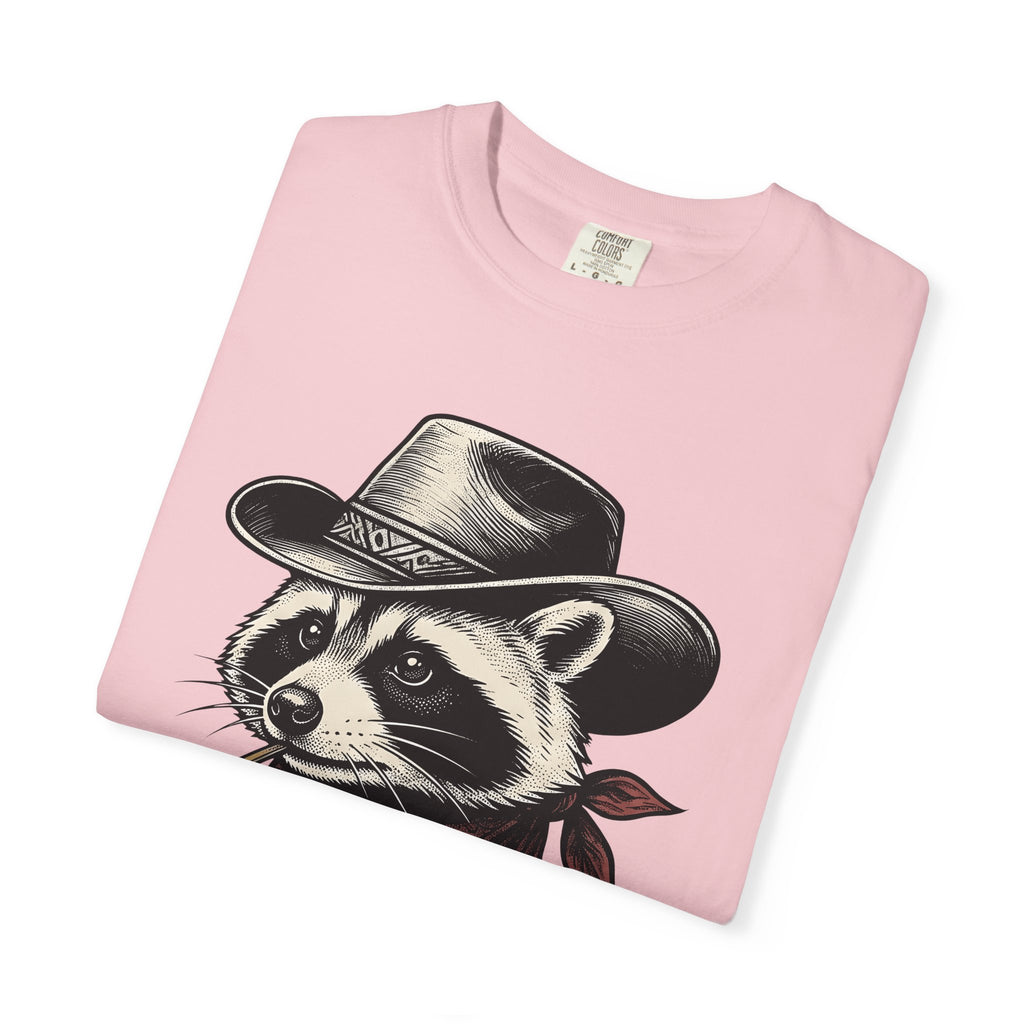 Raccoon Cowboy Shirt Animal Country Gift Women Retro Tee Trash Panda T-Shirt Wildlife Fan Vintage Tshirt Rural Graphic Sketch Scarf Tshirt