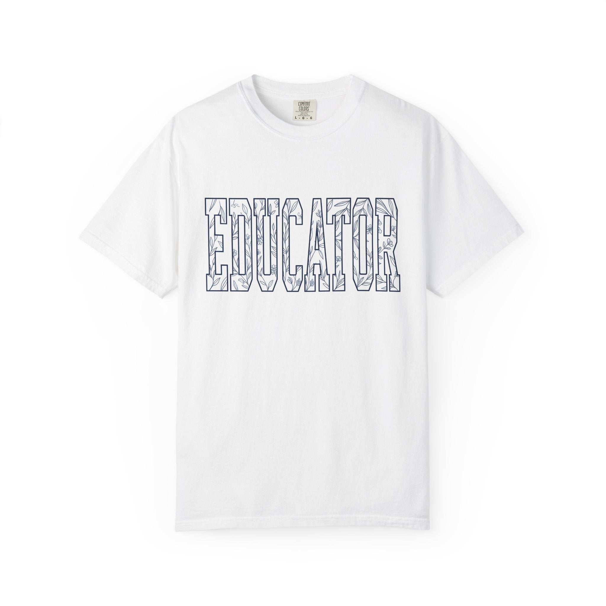 Blossom Block Lettering Shirt Teachers Thanks Gift Women Natural Tee Typography T-Shirt Educator Enthusiast Organic Tshirt Appreciation