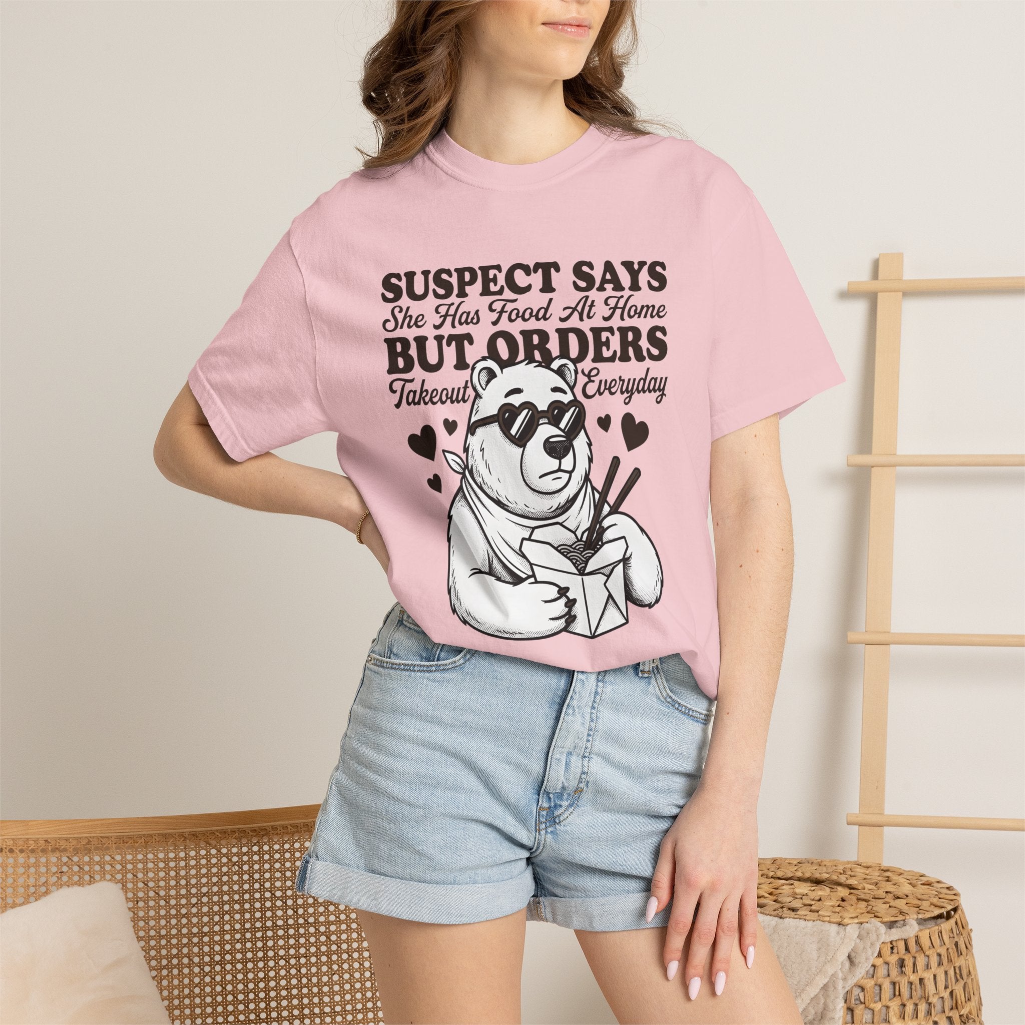 Bear Takeout Shirt Funny Animal Gift Women Cartoon Tee Bear T-Shirt Humor Fan Comic Tshirt Creature Graphic Retro Sunglasses Tshirt
