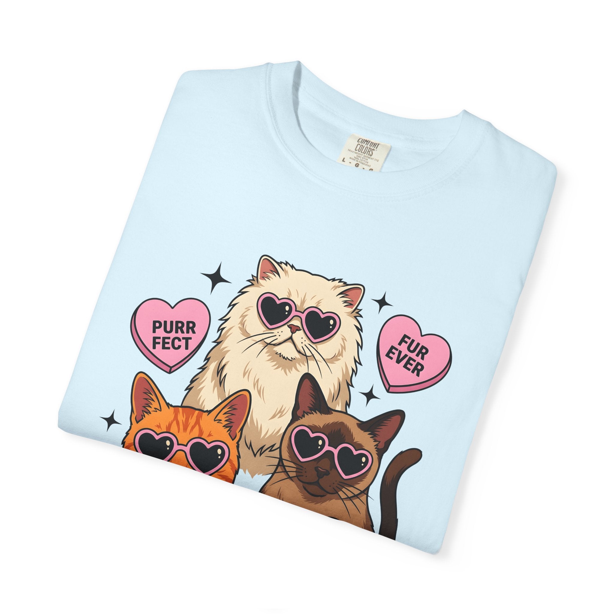Cat Trio Shirt St. Valentine's Day Animal Gift Women Comic Tee Kittens T-Shirt Valentine Fan Cartoon Tshirt Creature Graphic Vintage Heart