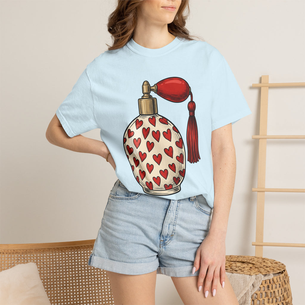 Perfume Container Shirt Valentines Day Passion Gift Women Graphic Tee Bottle T-Shirt Valentine Fan Artistic Tshirt Desire Graphic Old School