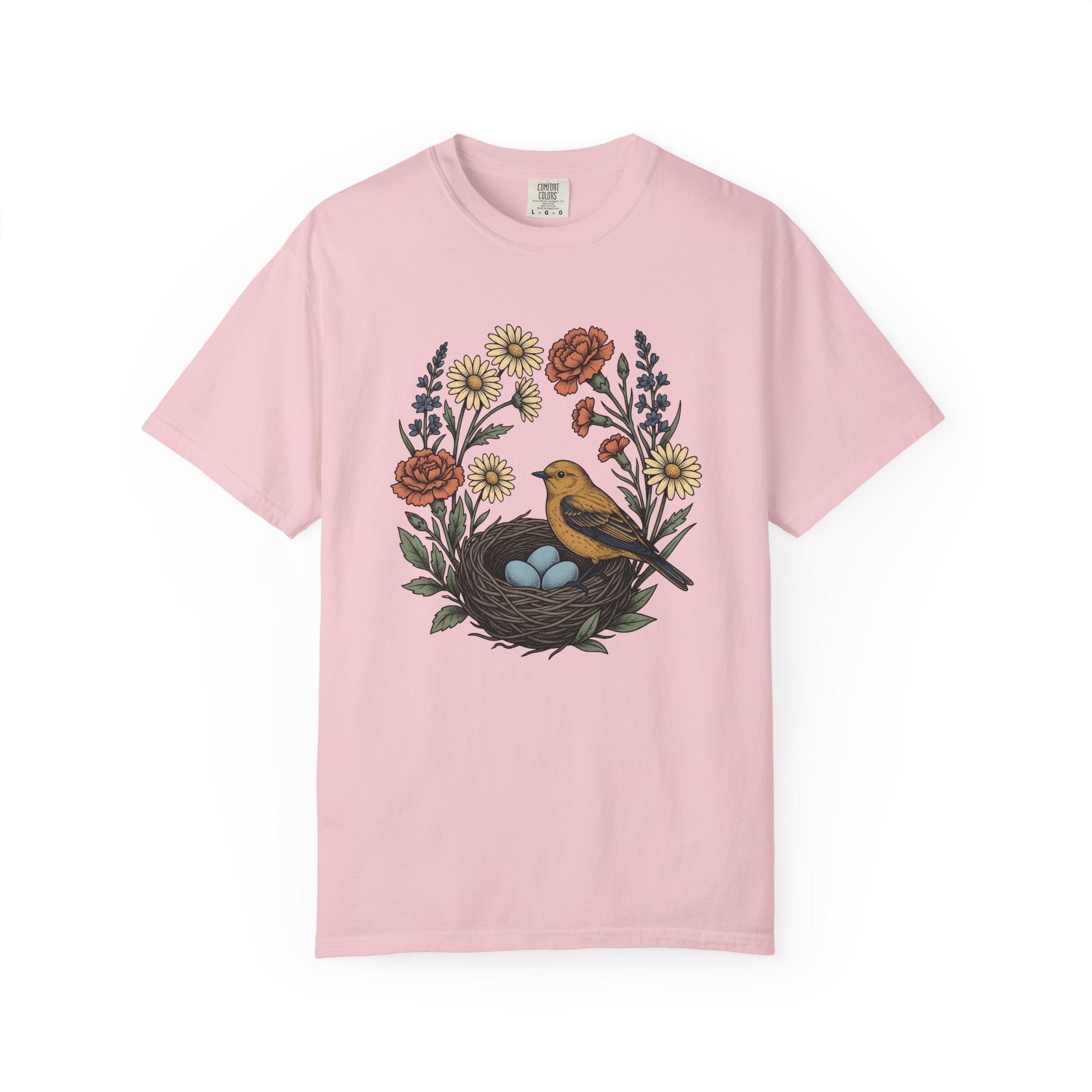 Bird Nest Shirt Mom Outdoors Gift Women Floral Tee Nest T-Shirt Mother Fan Botanical Tshirt Adventure Graphic Retro Wildflowers Tshirt