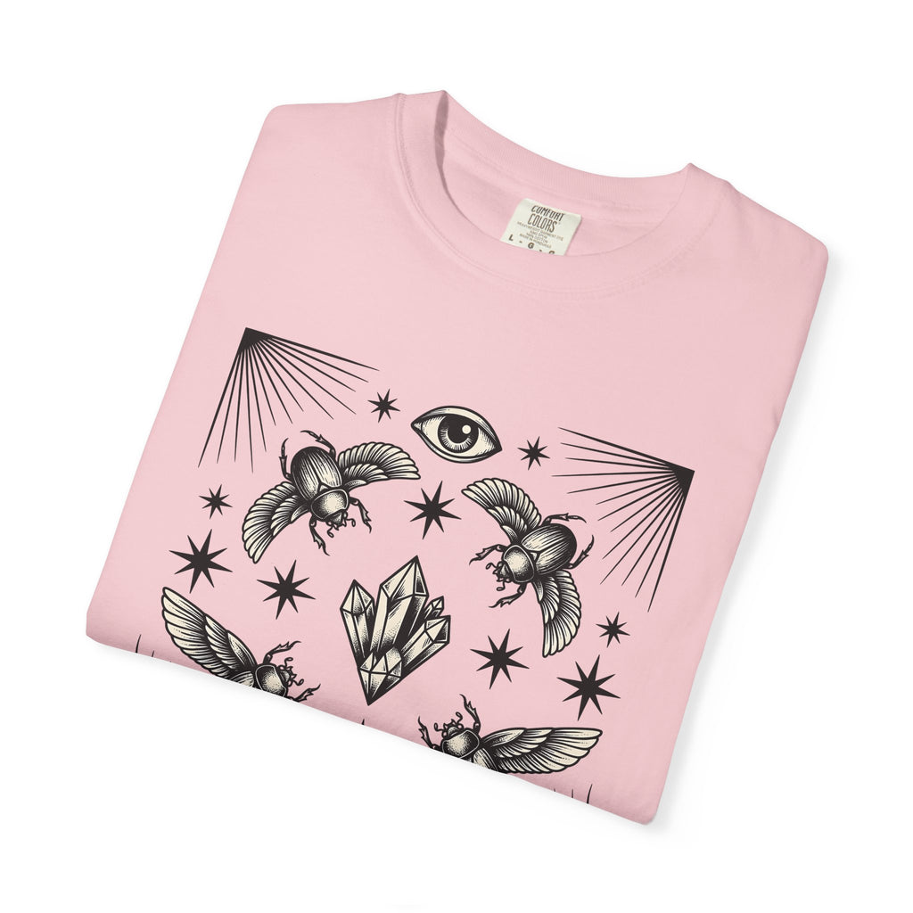 Scarab Beetle Shirt Mystic Boho Gift Women Tattoo Tee Beetle T-Shirt Spiritual Fan Sacred Tshirt Hippie Graphic Vintage Crystal Tshirt